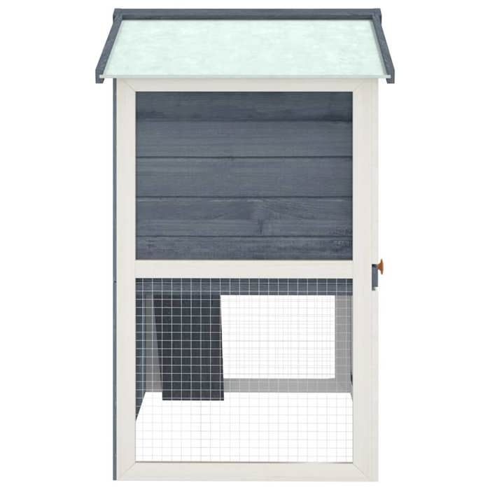 Clapier dextérieur en bois - WIENS - 3 portes - Gris - 94x60x98 cm - Bois de sapin massif - Treillis métallique
