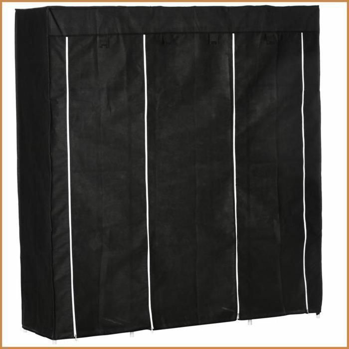 Armoire de rangement textile - 1 tige à vêtements 10 étagères robuste économiseur d’espace - Noir