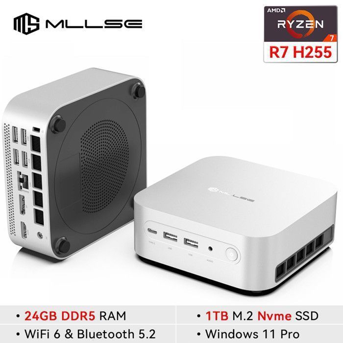 Mini PC - MLLSE - G10 - Ryzen 7 H 255 - 24Go LPDDR5 - Radeon 780M