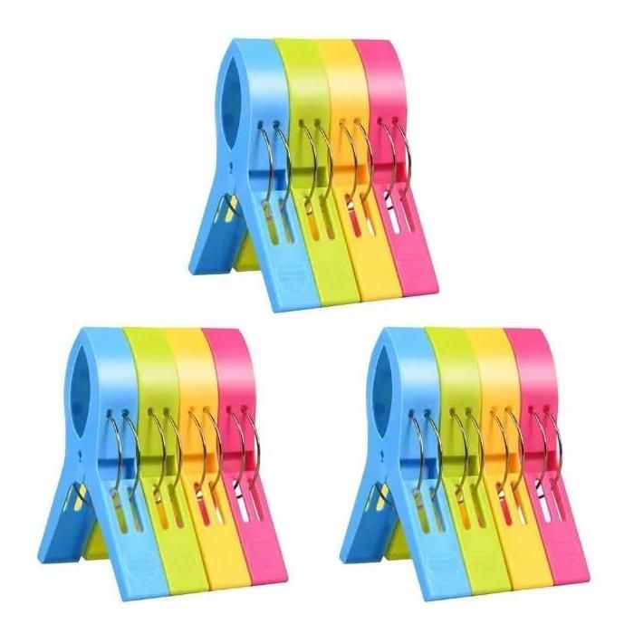 Pinces à linge grandes couleur claire finition lisse et matériau résistant usage maison plage voyage pour vêtements couettes se