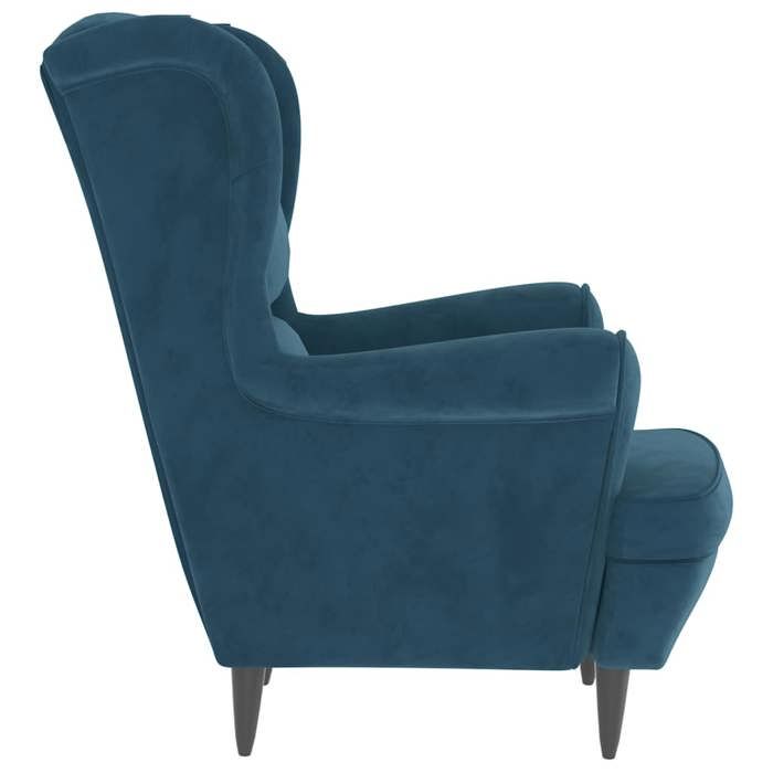 Confortable Fauteuil simple pour salon bureau chaise relax bleu velours__27695