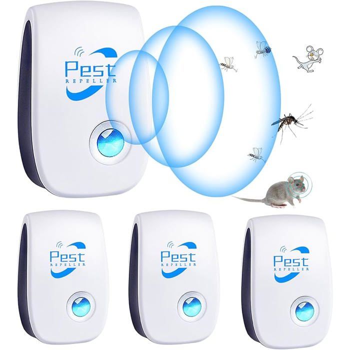 Lot de 4 appareils ultrasoniques domestiques contre souris rats et moustiques