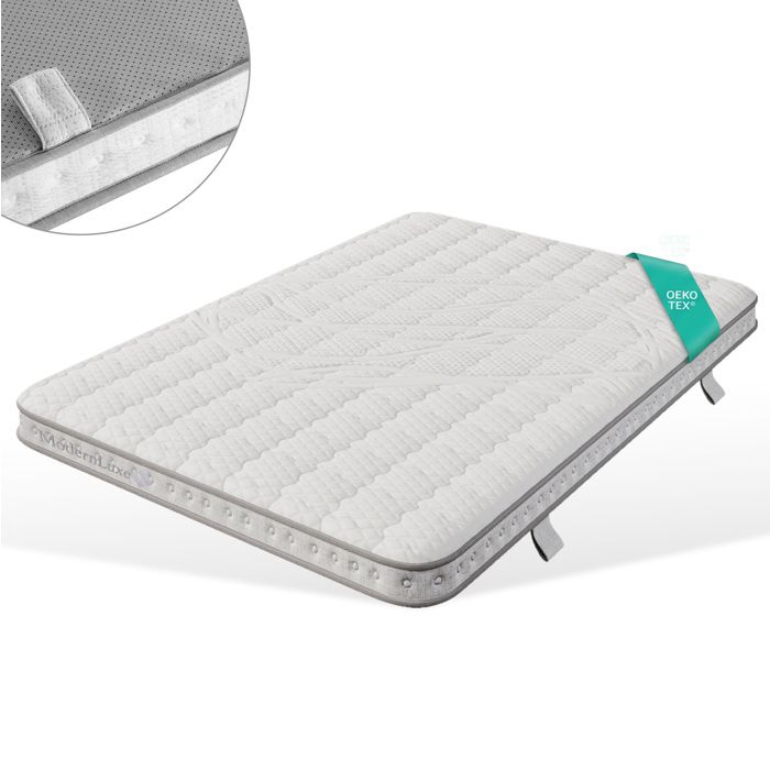 MEUBLIV Matelas hybride 140 x 200 x 10 cm ressorts ensachés 7 zones mousse froide H3 blanc