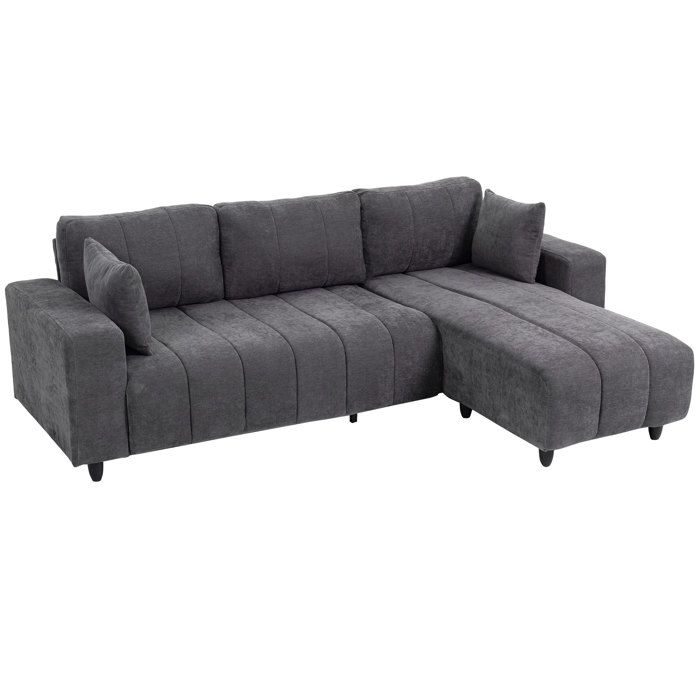 Canapé dangle - HOMCOM - 4 places - modulable - méridienne réversible et 2 oreillers - tissu aspect lin - 242 x 156 x 87 cm - Gris Canapé dangle - HOMCOM - 4 places - modulable - méridienne réversible et 2 oreillers - tissu aspect lin - 242 x 156 x 87 cm - Gris