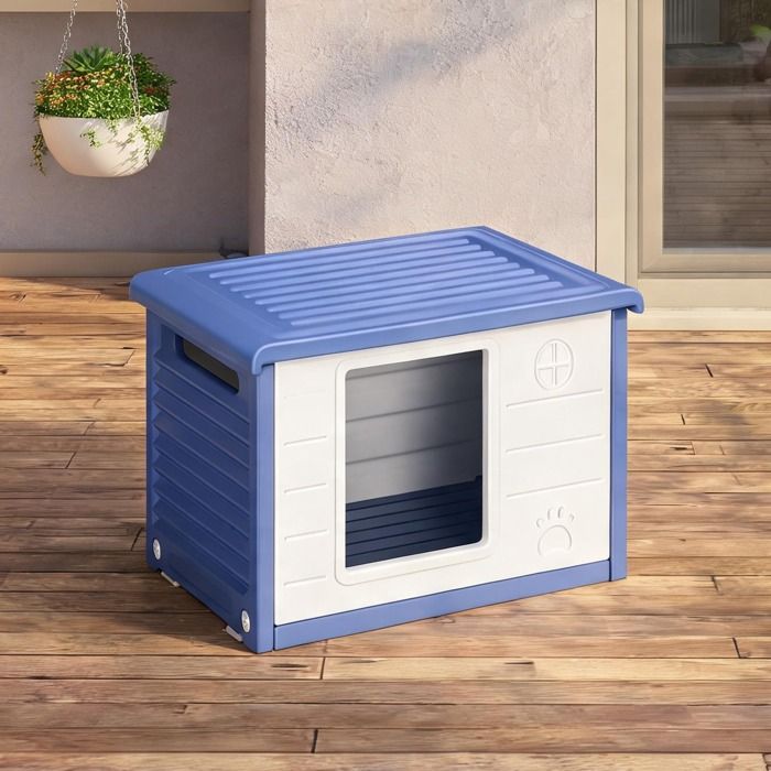Niche pour chien en polyéthylène bleu avec aérations idéale pour lextérieur - Bleu Polyéthylène 60 x 42 x 40 cm Ref H9XLOU