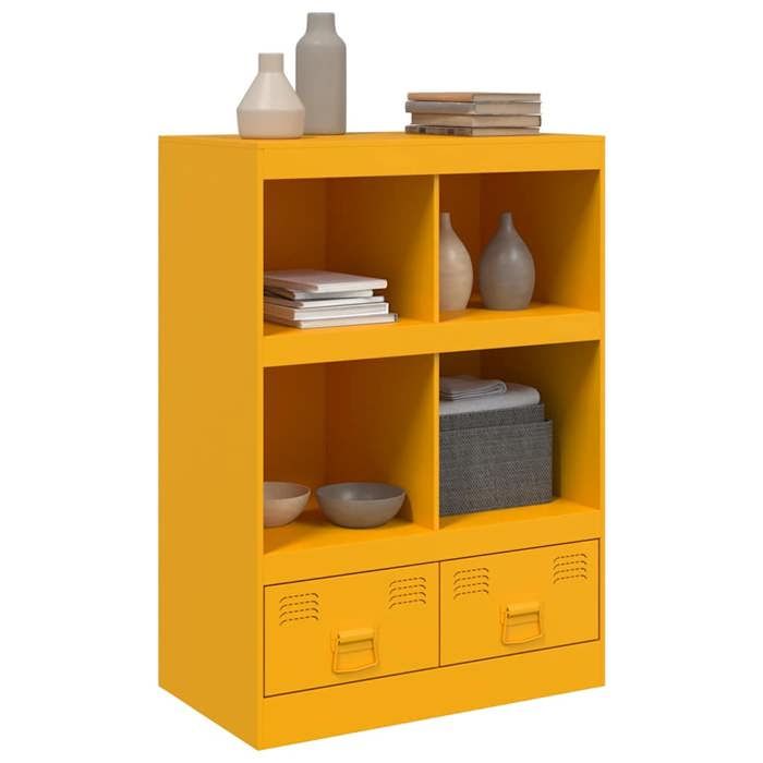 Magnifique Buffet jaune moutarde 67x39x95 cm acier - design polyvalent - pour maison - Jaune 20.31 kg 2026_202776