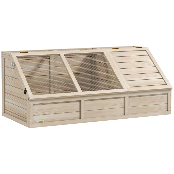 Enclos pour Tortue en Bois Maisonnette pour Petit Animal avec Couvercle Ouvrable et 2 Espaces 120 x 55 x 50 cm Bois Naturel