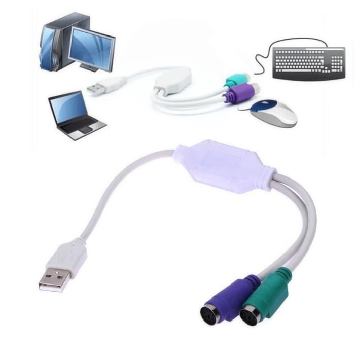 Adaptateur USB mâle vers PS-2, clavier, souris, femelle, convertisseur ...