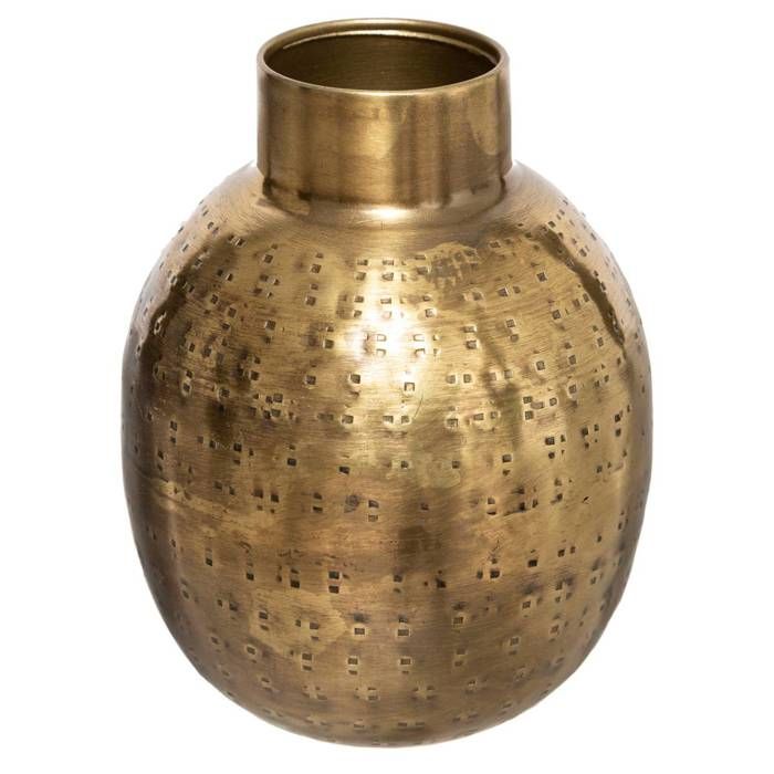 Vase Oasis métal martelé doré H15cm - Atmosphera Créateur dintérieur