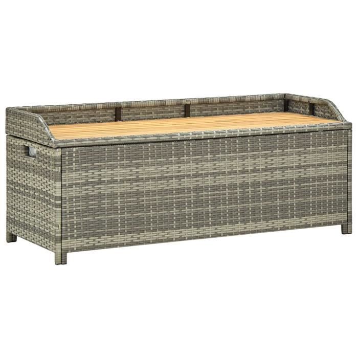 Banc De Rangement De Jardin 120 Cm Resine Tressee Gris Achat Vente Banc Cdiscount