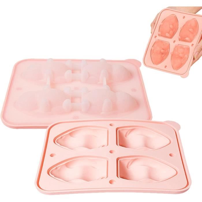 Plateau De Congélation En Silicone Avec Couvercle - 4 Cavités - 30x13x5.6cm - Parfait Pour Glaçons De Vin, Soupes - Réutilisable