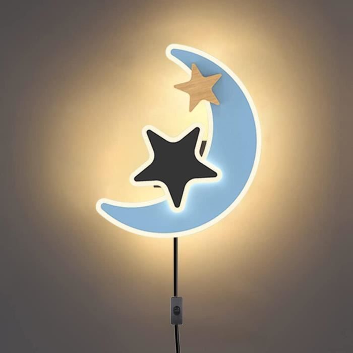 Applique Murale Enfant Lune Avec Interrupteur,Moonlight Led Lampe