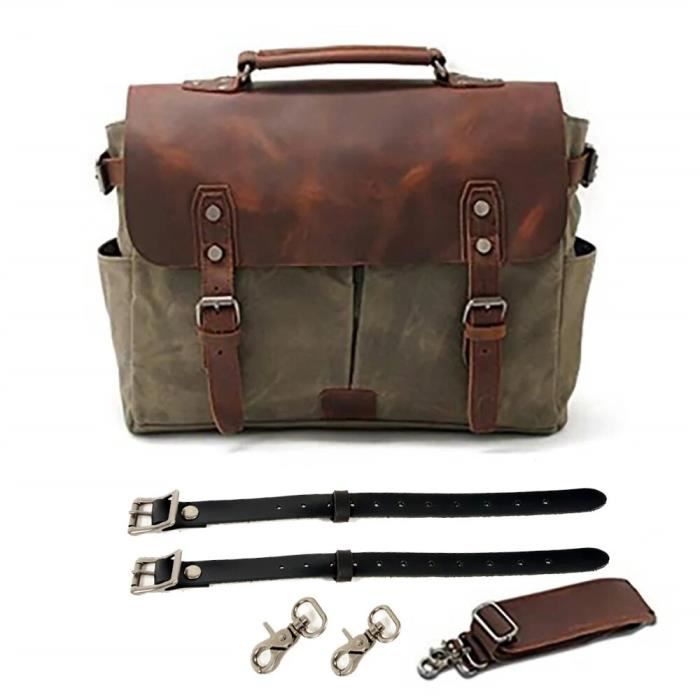 Riloer Sacoche Latérale Étanche Moto - Cuir PU Noir Universelle 16x10x24cm