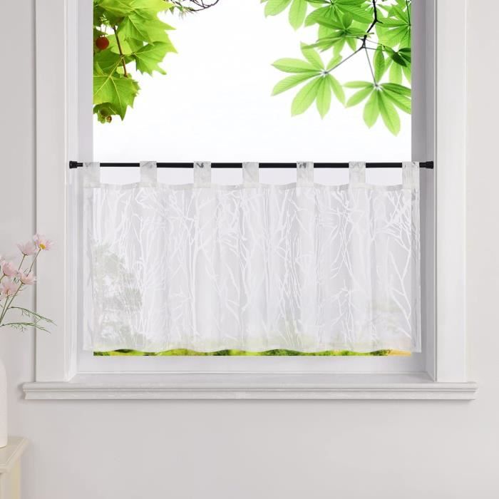 Joyswahl Rideau Brise-Bise « Grète » Motif Chouettes – Transparent Avec Passants – 45 X 90 Cm – Rouge & Gris – Ambiance Chaleureuse