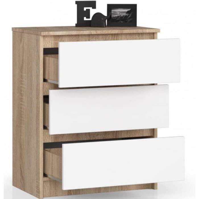 Commode Vicco Amber – Chêne, 2 Tiroirs, 80x100 Cm, Meuble Salon/chambre