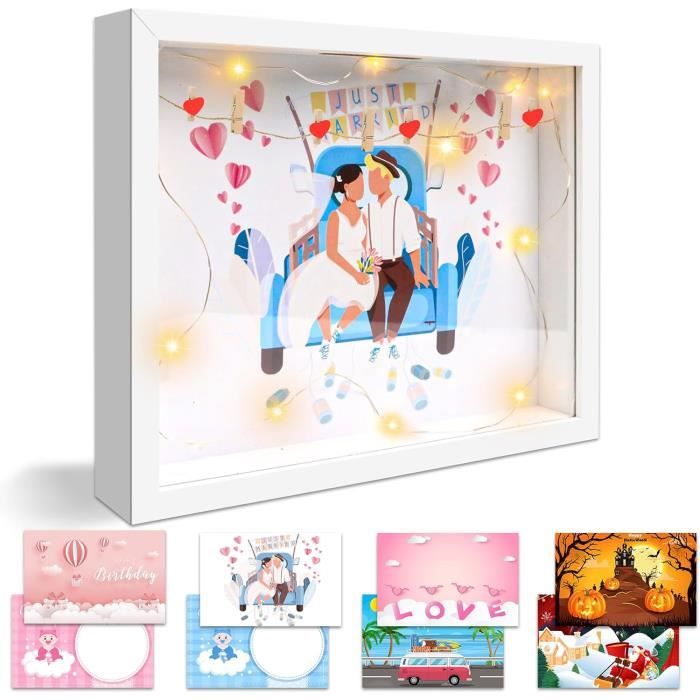 Cadre Photo 3D À Remplir 15 X 20 Cm, Blanc, Cadres Profond Avec Passe