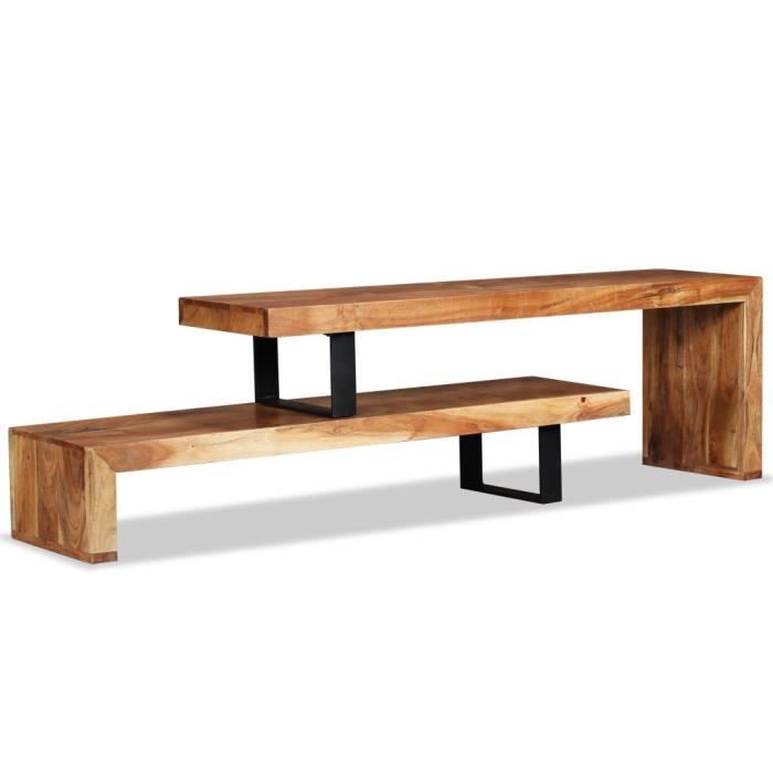Meuble TV - MEE - Bois dacacia massif - Vintage - Laqué - 115x30x40cm