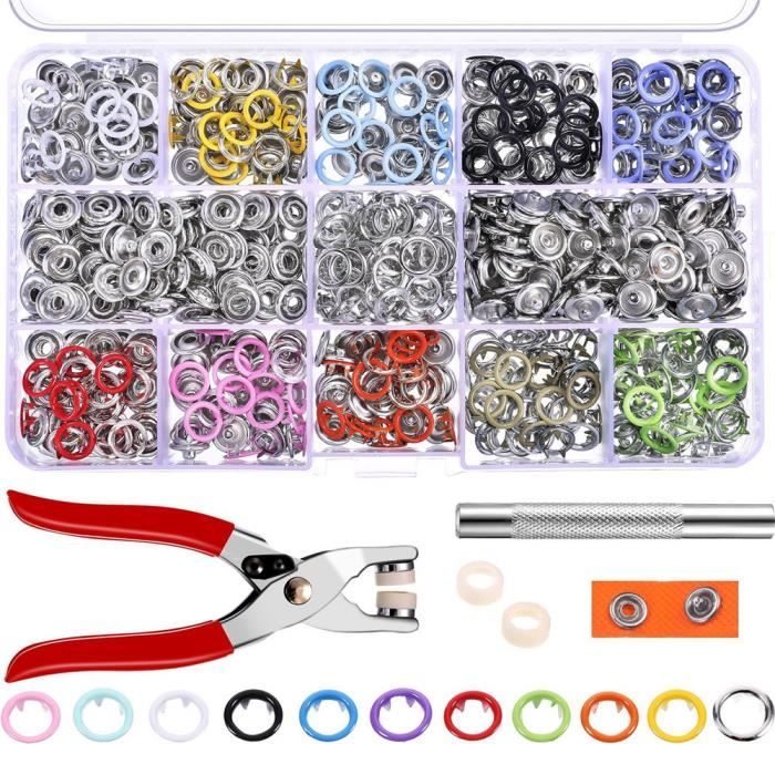 12 Lot de 1//4 pouces Métal Laiton bouton pressions Argent ou Noir Couleur