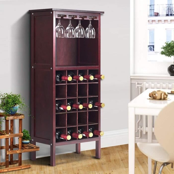 costway étagère à vin support range bouteille 20 bouteilles casier à vin en bois porte-bouteille