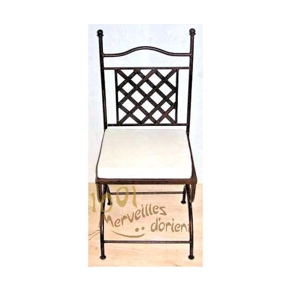 Lot De 4 Chaises Italiennes En Fer Forgé Noir - Assise Velours Brun - Salle à Manger