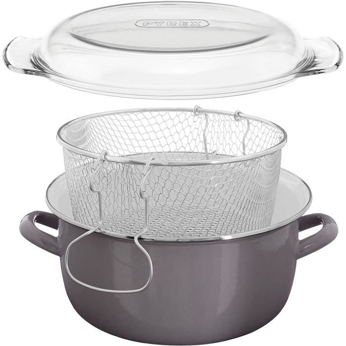 Friteuse en émail gris - Friteuse Avec Huile Avec Panier Friteuse En ...