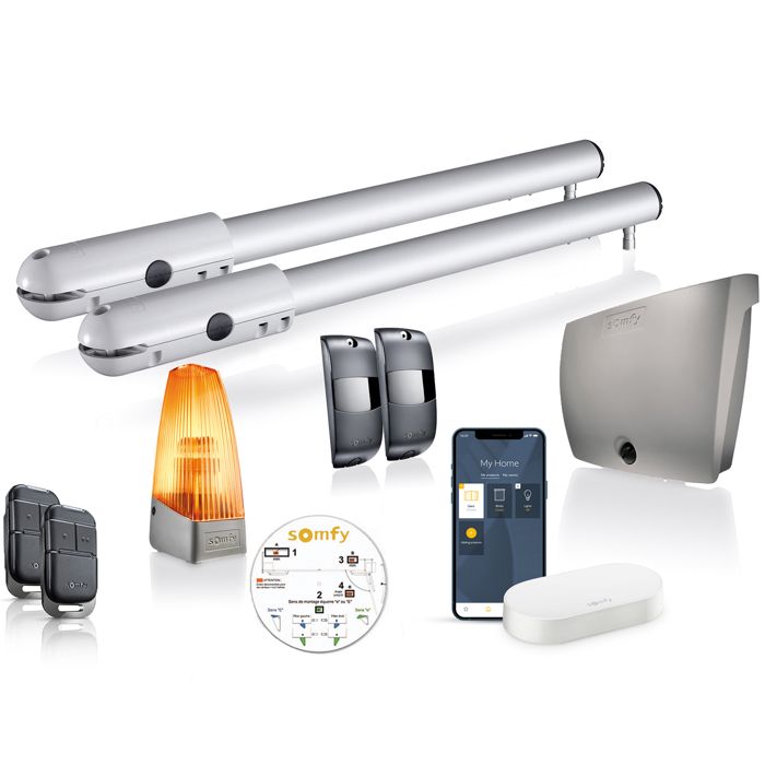 Somfy 1241955 - Motorisation portail battant SGS Essential Connect - Pilotable à distance avec smartphone et assistants vocaux
