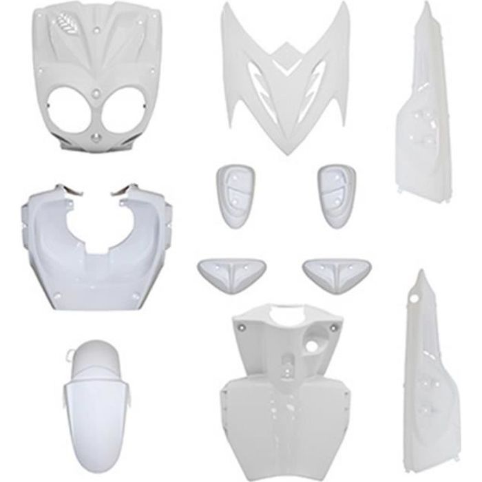 Kit Carène 3 Pièces Blanc Brillant Pour MBK Booster Naked 50 - Année 2003 - Neuf - BriXIAMoto