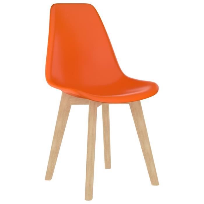 chaises de cuisine - mode 4245 - lot de 2 - orange - plastique