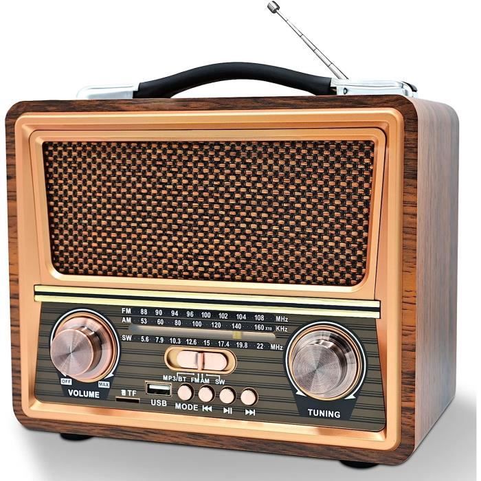 Radio Portables, Radio Vintage Bluetooth Fm-Am Sw, Radio Bluetooth Vintage  Classic Design En Bois Support Usb-Tf, Radio Porta[X30] - Cdiscount TV Son  Photo