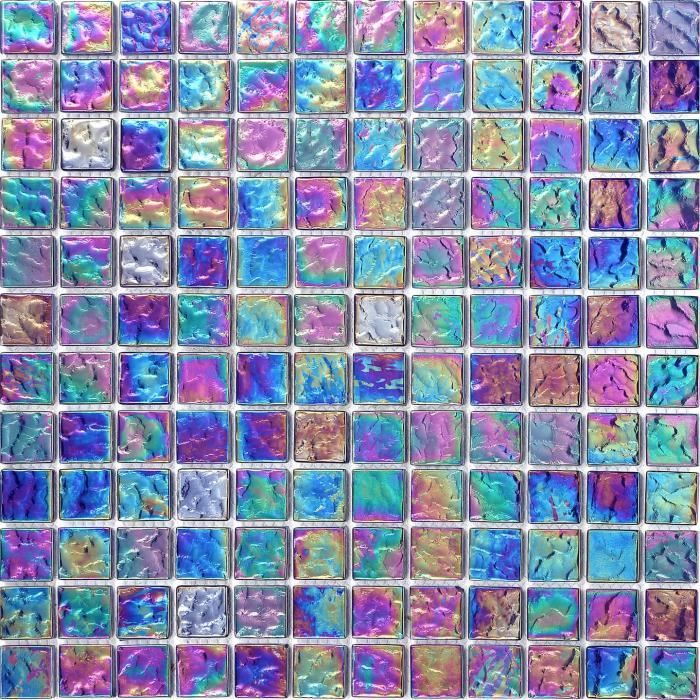 Carrelage mosaïque en verre. Nuances de violet et bleu iris 30cmx 30cm (MT0042)