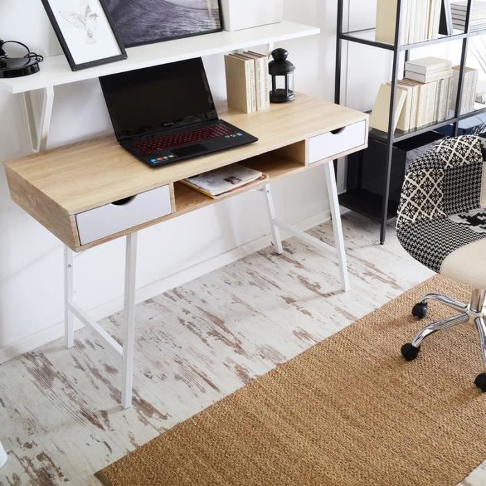 Bureau Scandinave Bureau Design Gavle 120 Cm Effet Chene