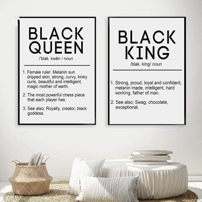 Noir Roi Et La Reine Definition Citation Affiches Peinture Toile Tableau Noir Blanc Chambre Murale Art Salon Home Decor Tableaux 5 Cdiscount Maison