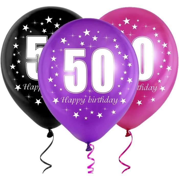 Articles De Fete Fetes Occasions Speciales 50th Anniversaire Ballons Avec Imprime Chiffres Fete Latex Qualite Pack De 10 Ballons