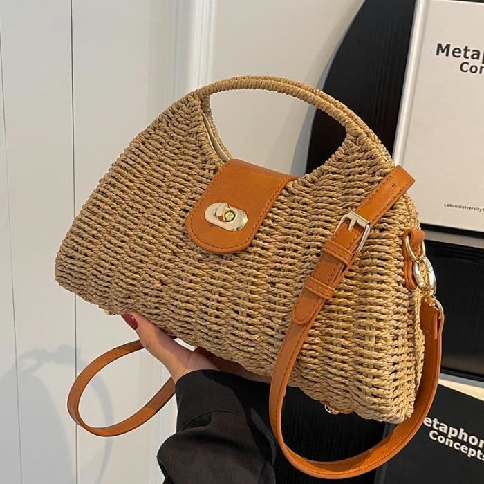 Sac de paille large taille Sacs à bandoulière rond simple à une épaule