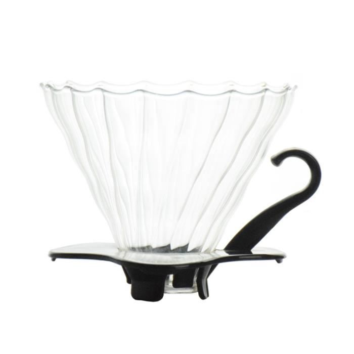 Café Filtres,Portefiltre Permanent pour cafetière, en verre résistant à la chaleur, noir V60