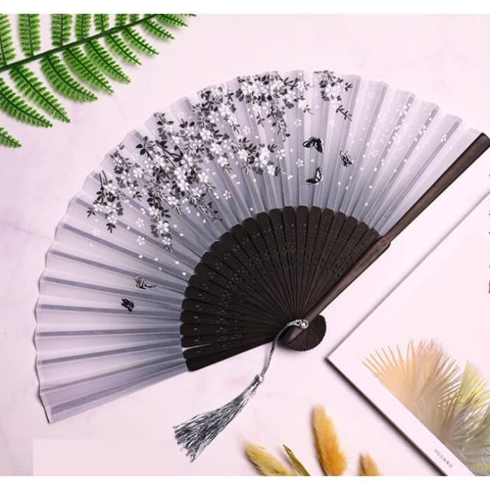 Zasiene Éventail Pliant Ventilateur à Main en Soie Tissu et Bambou Éventails avec Coffret Cadeau pour Cadeau de Fête Décoration Mariage Bureau Mur Décoration