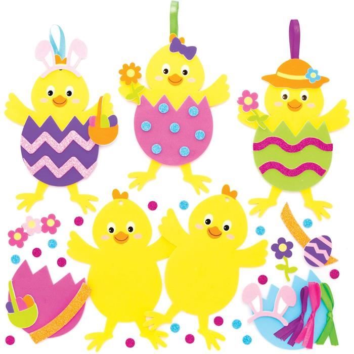 Baker Ross Kits de décorations Poussins à Assortir (Paquet de 8) -Loisirs créatifs de Pâques pour Enfants, - AT435