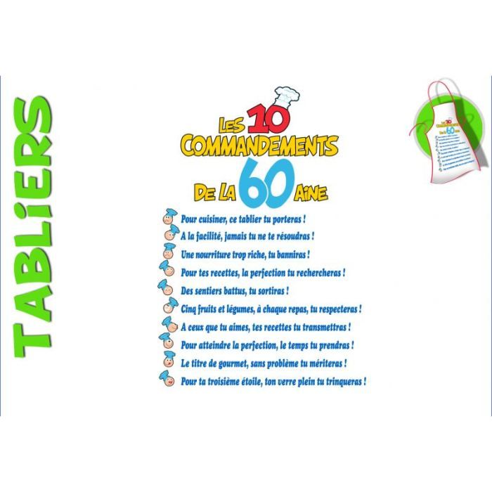 Tablier 10 Commandements 60 Ans Cdiscount Jeux Jouets