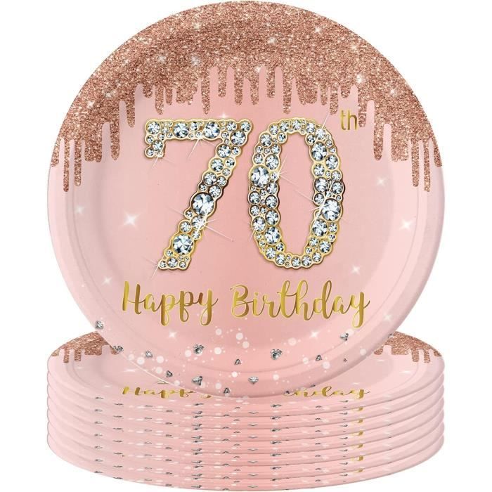 DECORATION ANNIVERSAIRE 70 ans Or Rose Noir pour Femme SWPEED Ballon 70