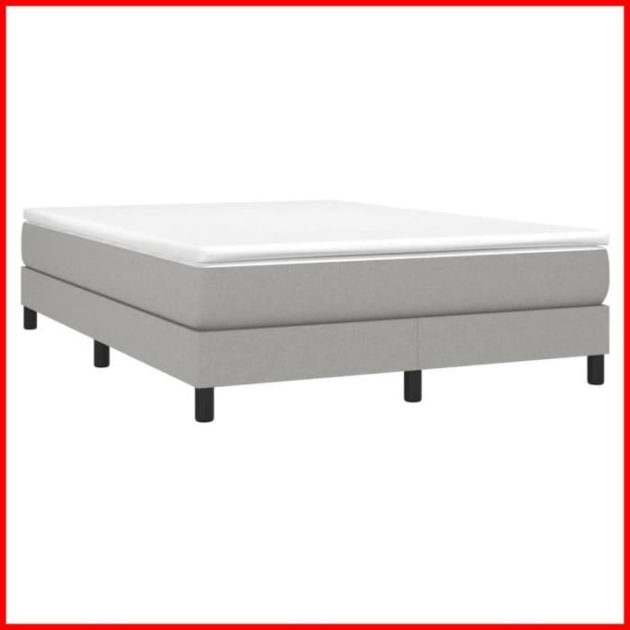 Sommier à ressorts - CUQUE - AB3120508 - Gris clair - 140x190 cm - Tissu durable
