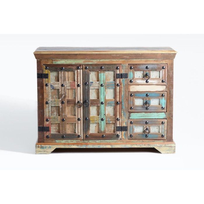 Buffet bas - Giner y Colomer - Bois recyclé - Multicolore - 2 portes 3 tiroirs Buffet bas - Giner y Colomer - Bois recyclé - Multicolore - 2 portes 3 tiroirs