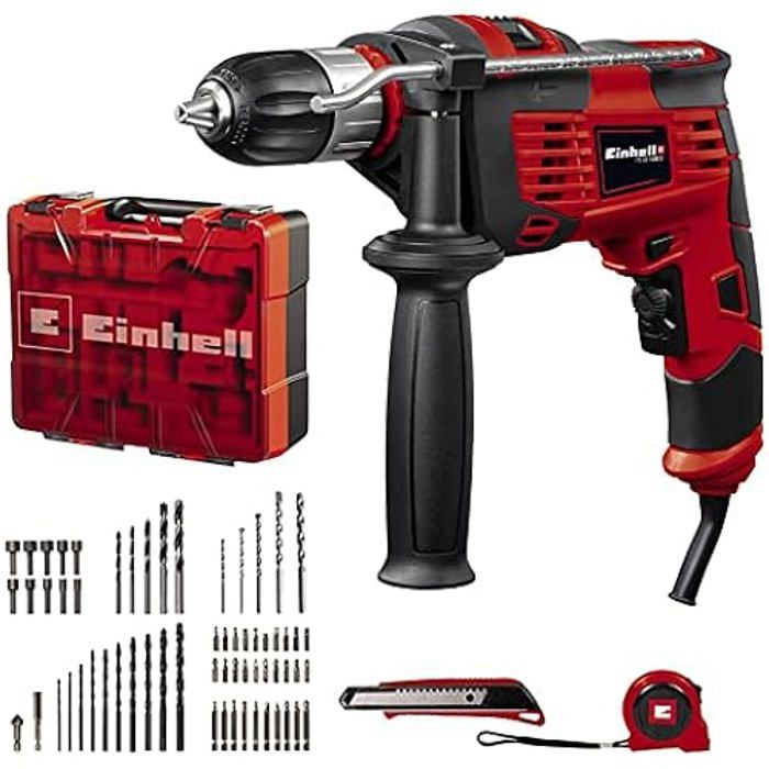 Einhell Visseuse perceuse à percussion TC ID 1000 E Kit +64 1 variateur électronique mandrin auto serrant 13 mm fréquence