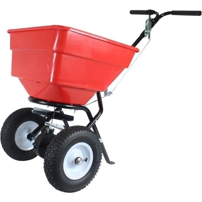 Épandeur rotatif à pousser d'une capacité maximale de 50 kg avec contrôle du débit par levier en mét
