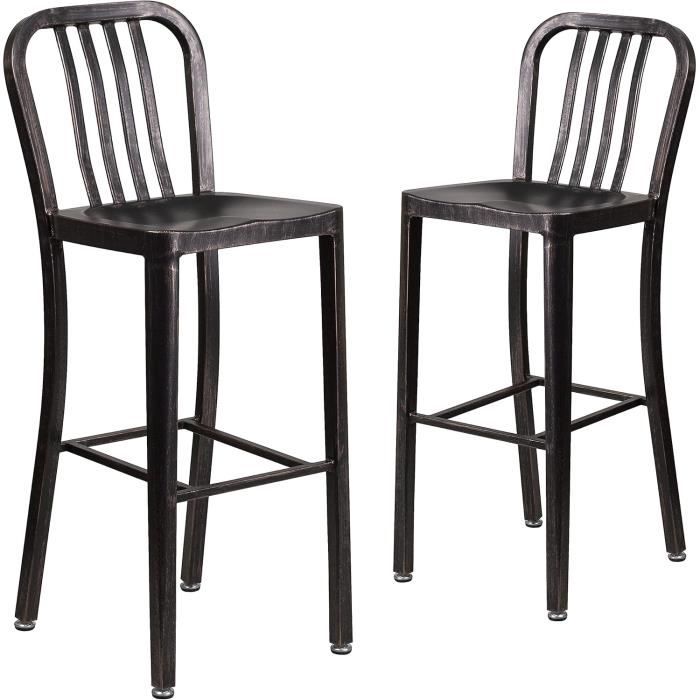 Lot De 4 Tabourets De Bar Industriels 30 Po - Métal Argenté, Empilables Pour Intérieur/extérieur