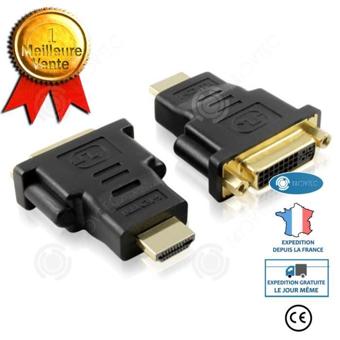 INN Adaptateur DVI Vers HDMI Femelle-mâle Convertisseur DVI Vers HDMI
