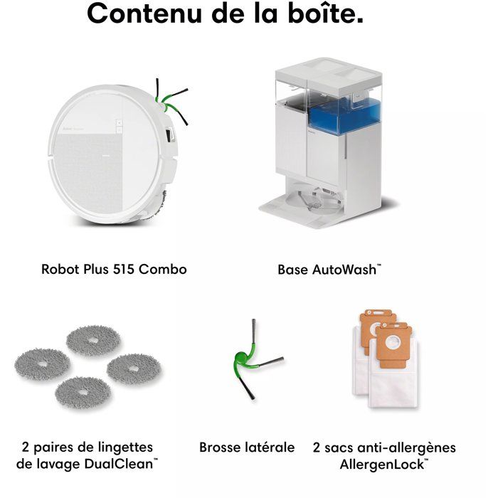 Robot aspirateur laveur - IROBOT Roomba Plus 515 - 300 min autonomie - 22000 Pa - Multi-étage - 25 L