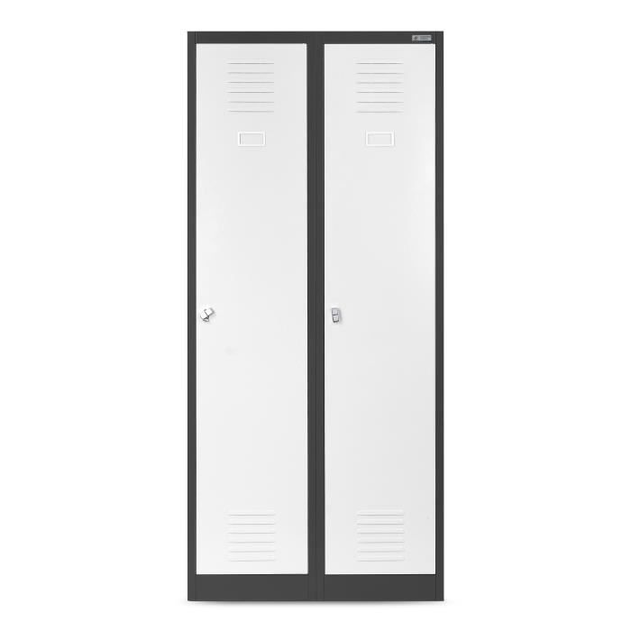 Jan Nowak Armoire Vestiaire Metallique Casier en Métal 2 Compartiments cloison Revêtement en Poudre 180 x 80 x 50 cm