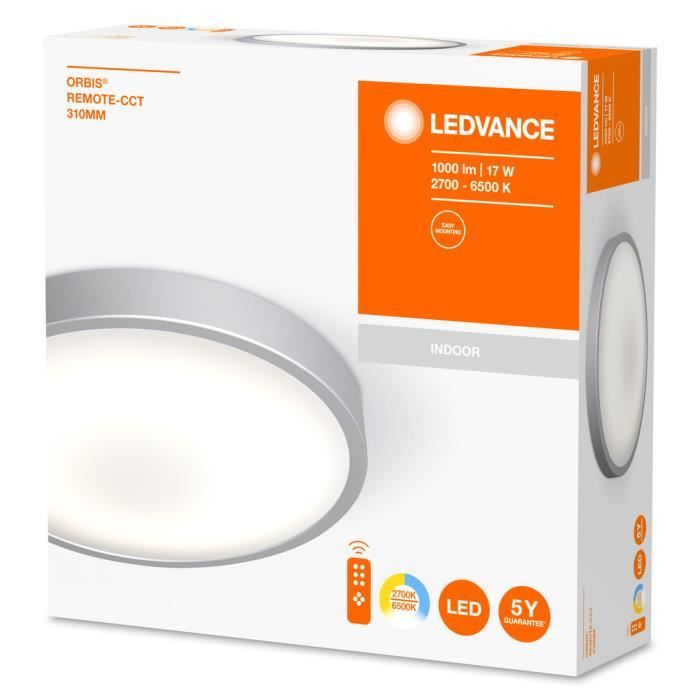 LEDVANCE Plafonnier LED, blanc métal, 14W, 1000LM, 2700K - 6000K,  contrôlable par télécommande CCT, dimmable, 310mm, applique et - Cdiscount  Maison