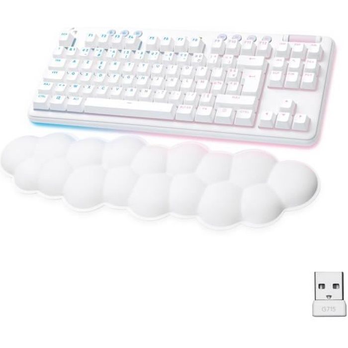 Clavier Gamer – Sans fil – Logitech G – G715 – Mécanique – Repose-Poignet – Switch Linéaire – AZERTY – White Mist
