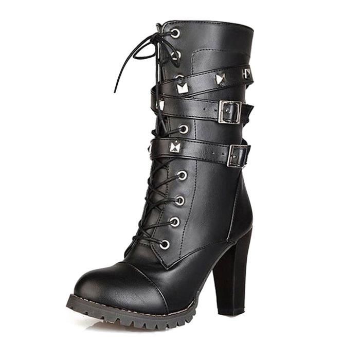 Bottines motard store femme lacet